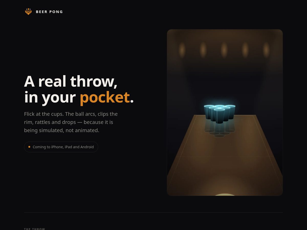 Landing-page snapshot of getbeerpong.com