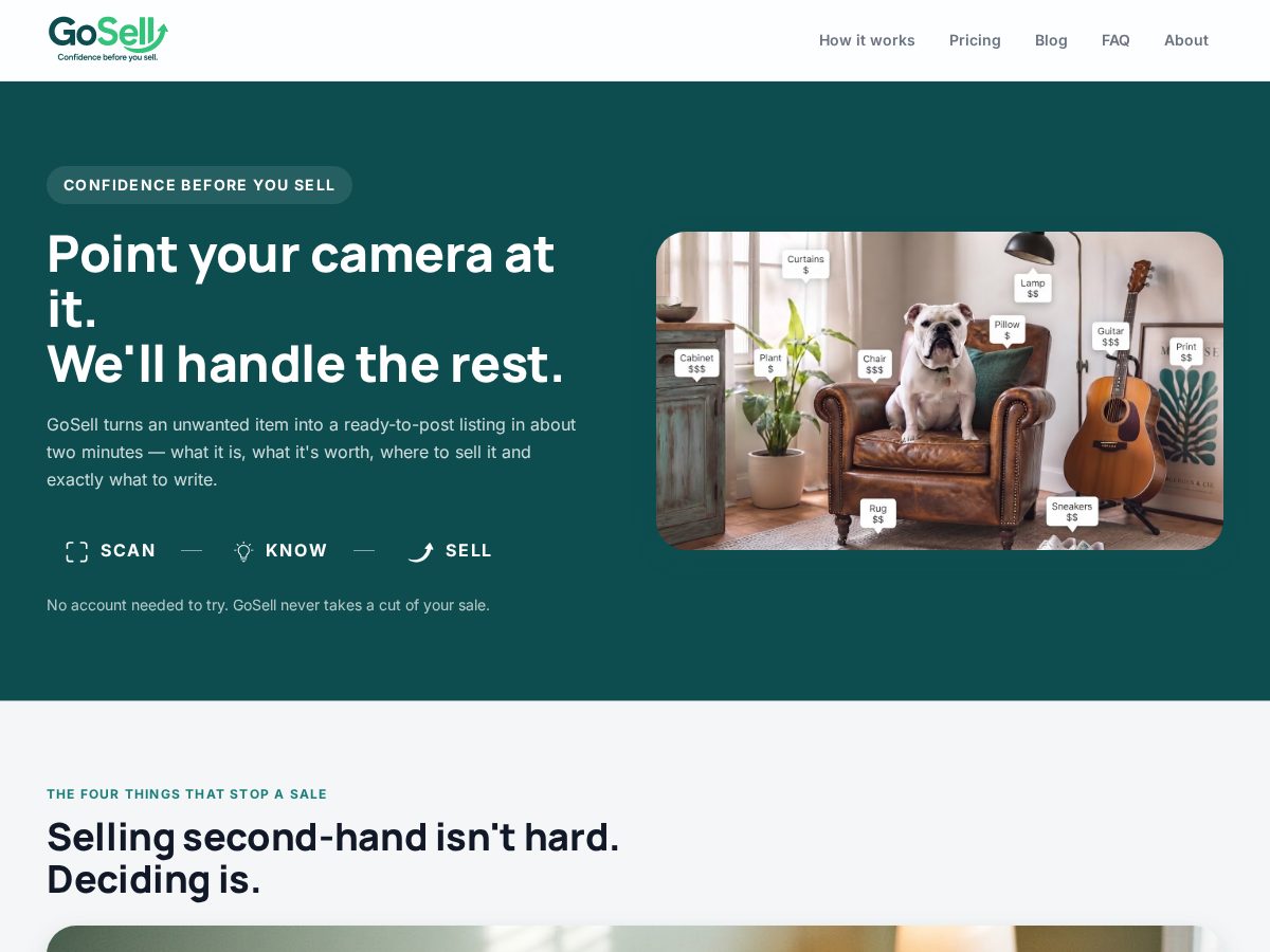 Landing-page snapshot of getgosell.com
