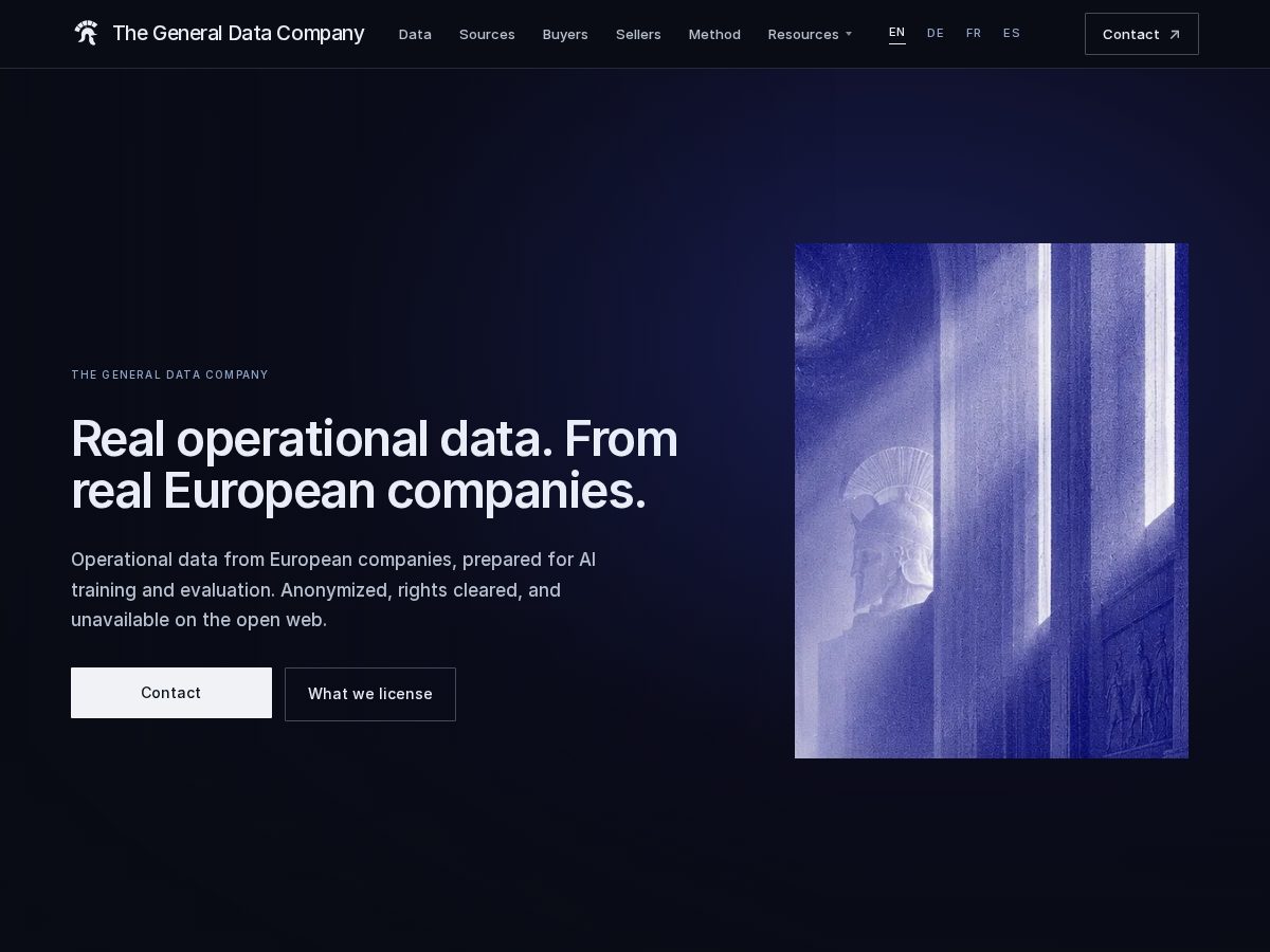 Landing-page snapshot of getthegeneraldata.com