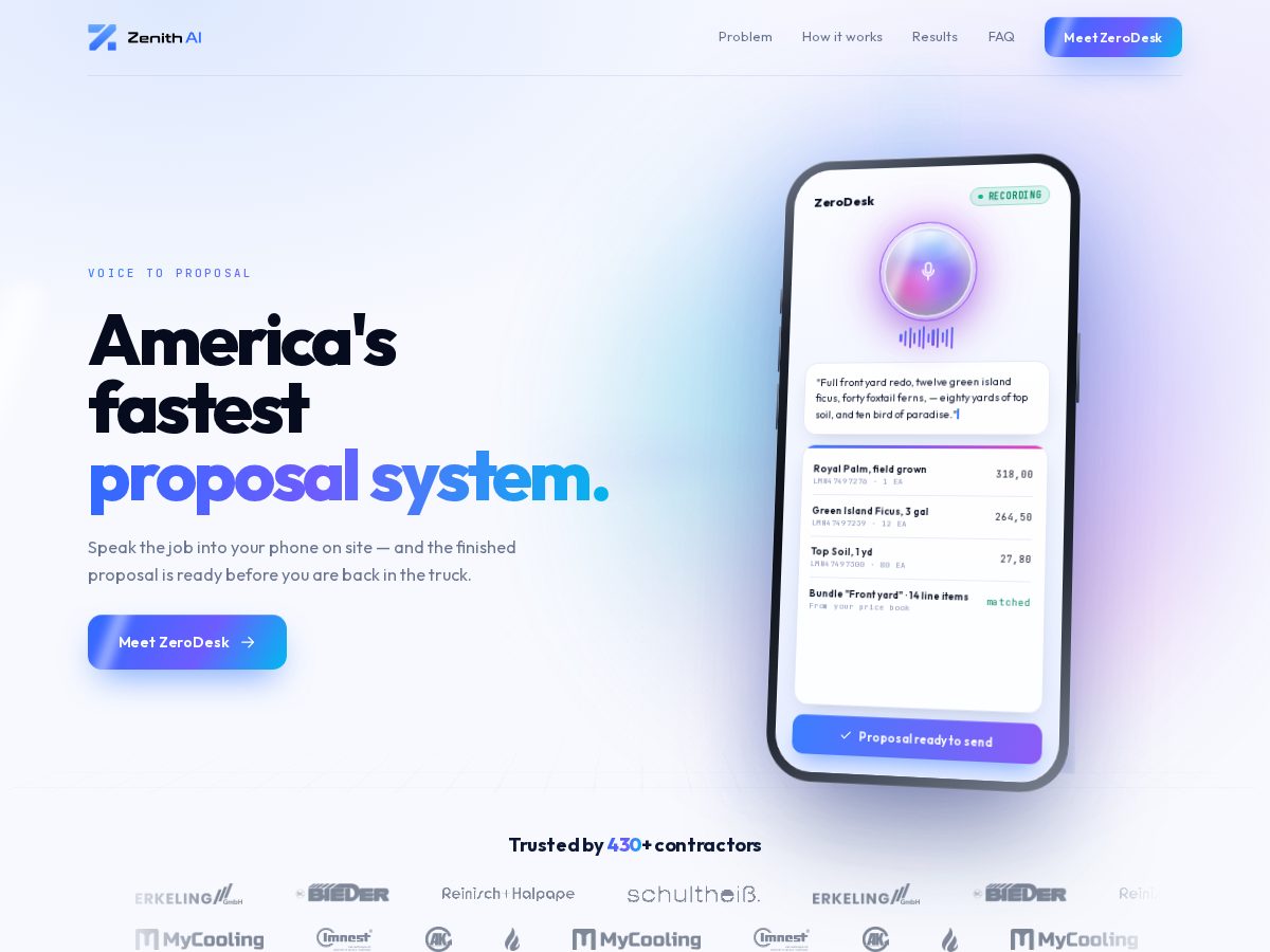 Landing-page snapshot of getzerodesk.com