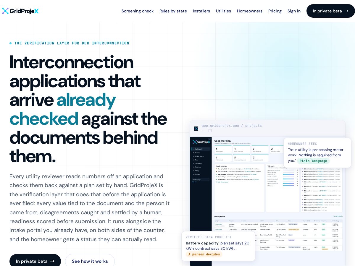 Landing-page snapshot of gridprojex.com