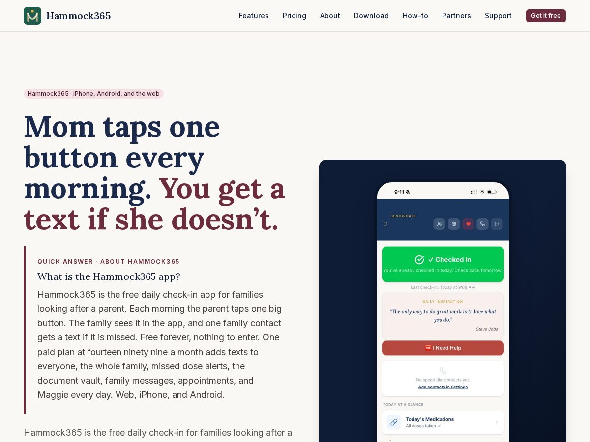 Landing-page snapshot of hammock365.com
