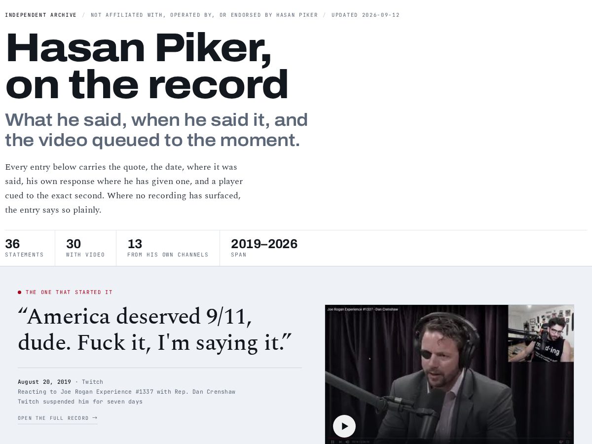 Landing-page snapshot of hasanpiker911.org