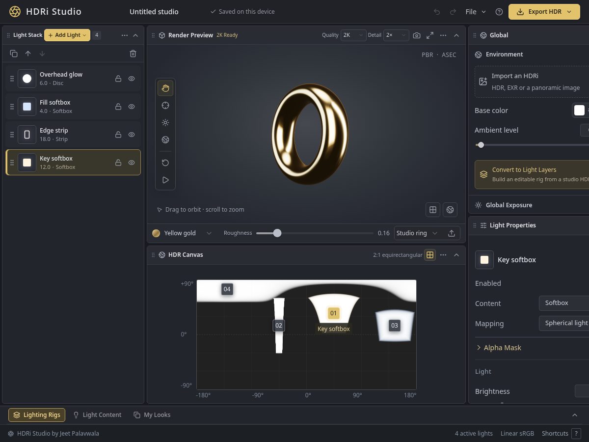 Landing-page snapshot of hdri.studio