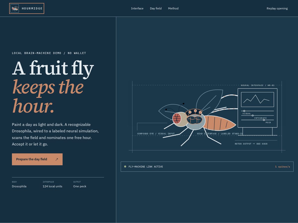 Landing-page snapshot of hourmidge.xyz
