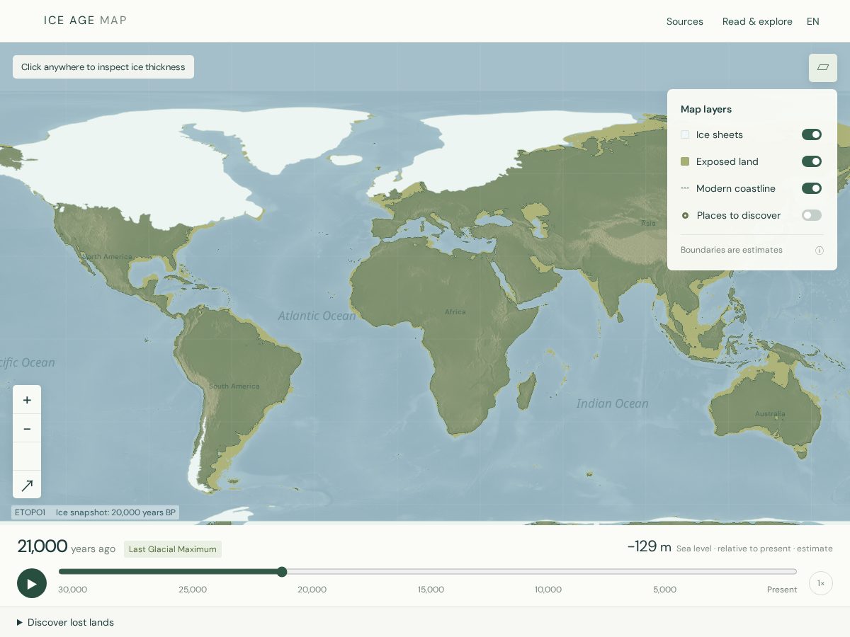 Landing-page snapshot of iceagemap.com