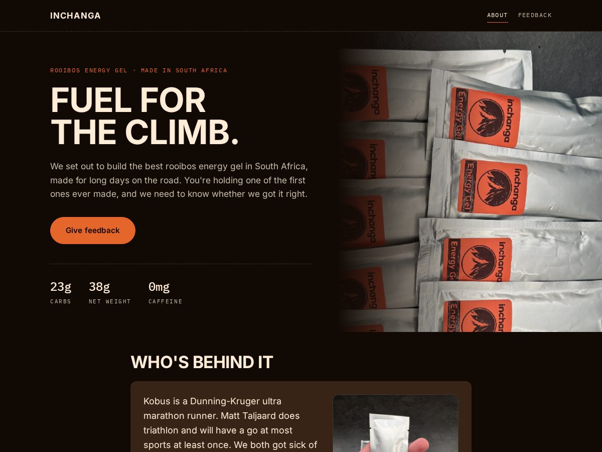 Landing-page snapshot of inchanga.run