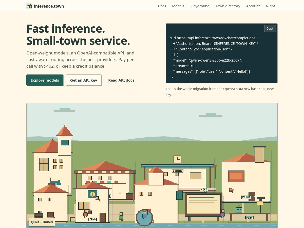 Landing-page snapshot of inference.town