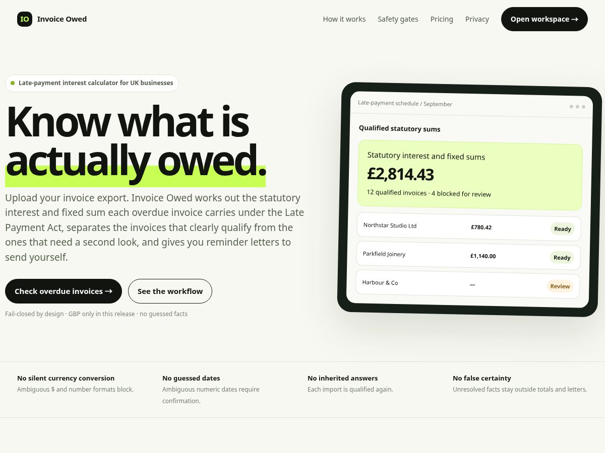 Landing-page snapshot of invoiceowed.com