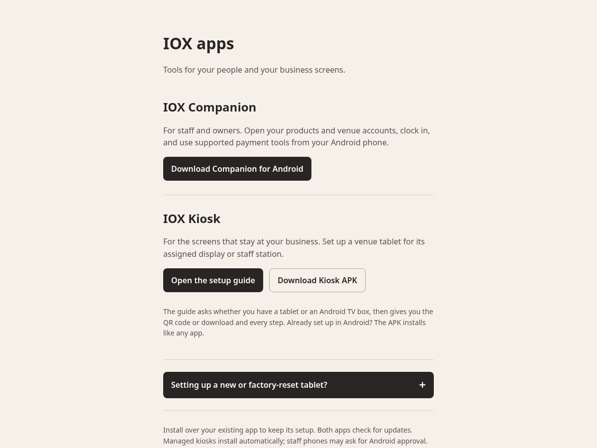 Landing-page snapshot of ioxkiosk.com