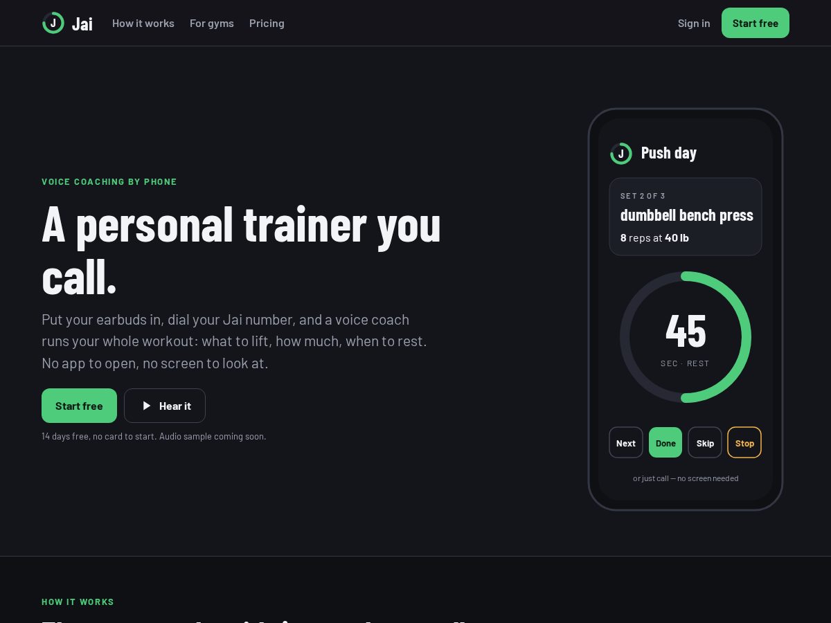 Landing-page snapshot of jai.fit