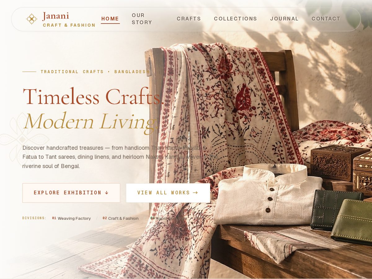 Landing-page snapshot of jananiweaving.com