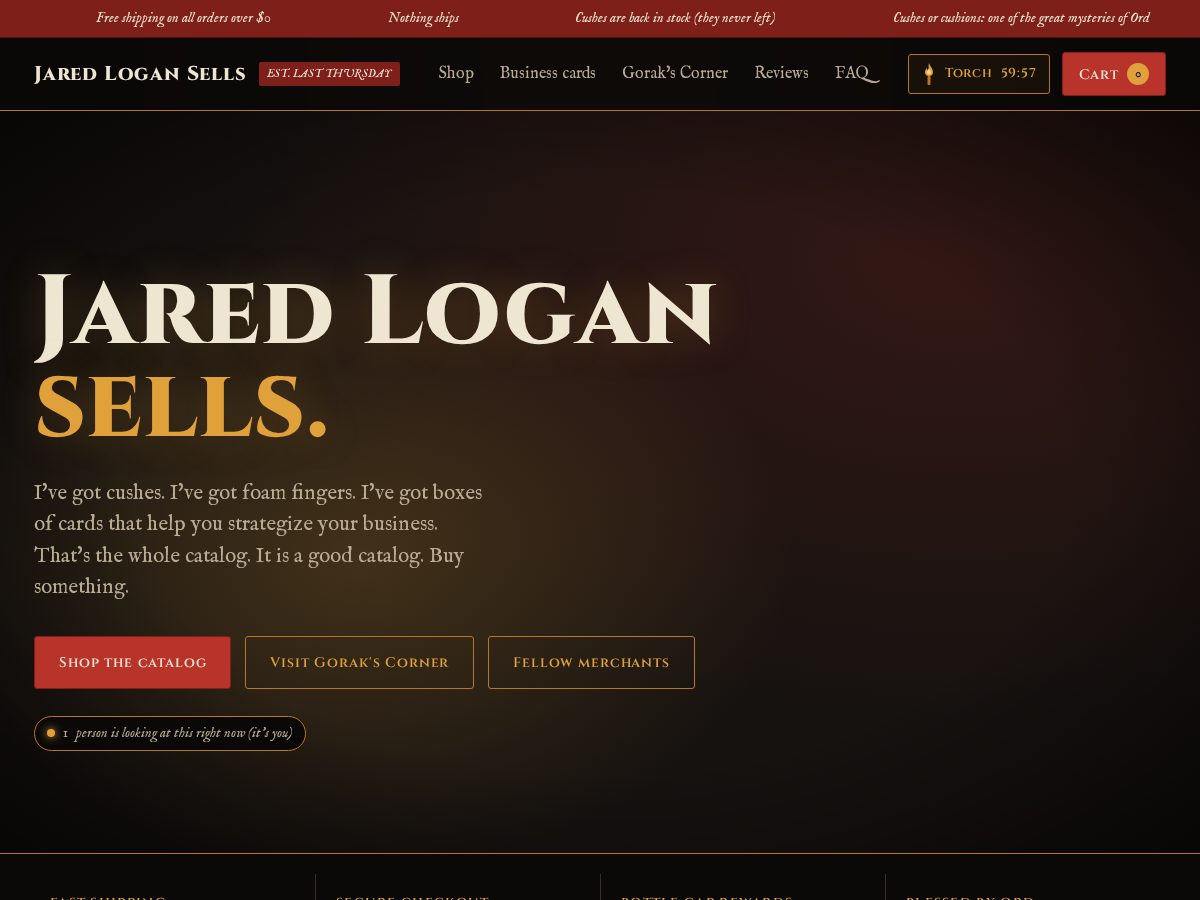 Landing-page snapshot of jaredlogansells.com