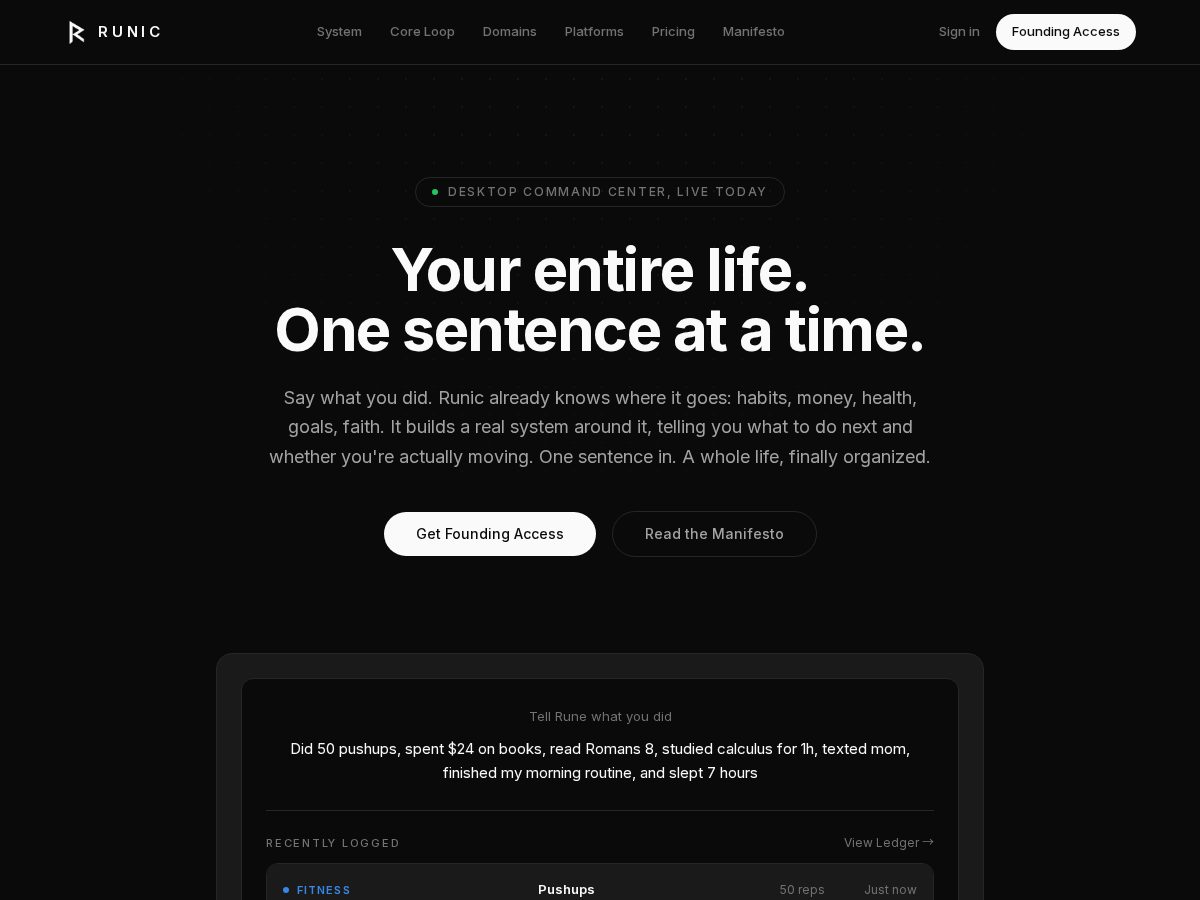Landing-page snapshot of joinrunic.com