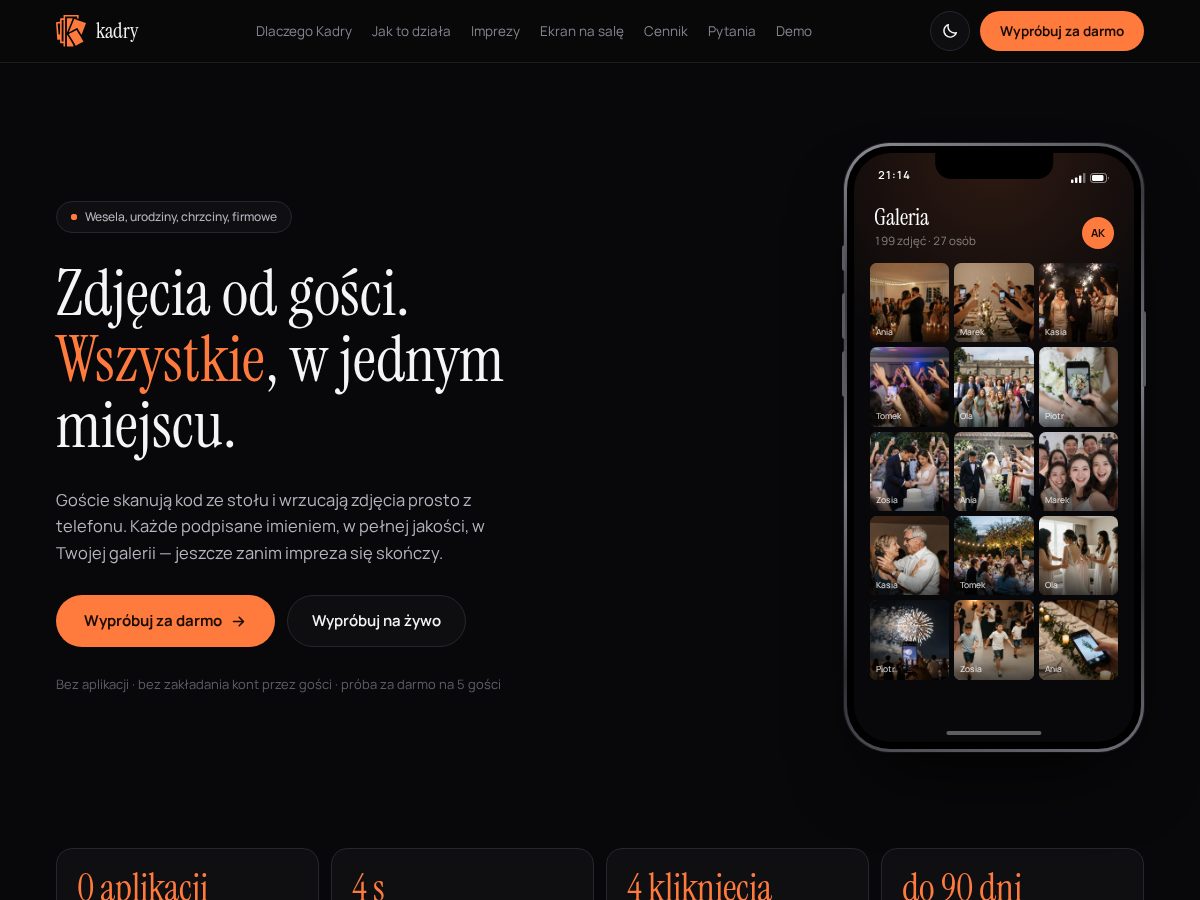 Landing-page snapshot of kadry.photo