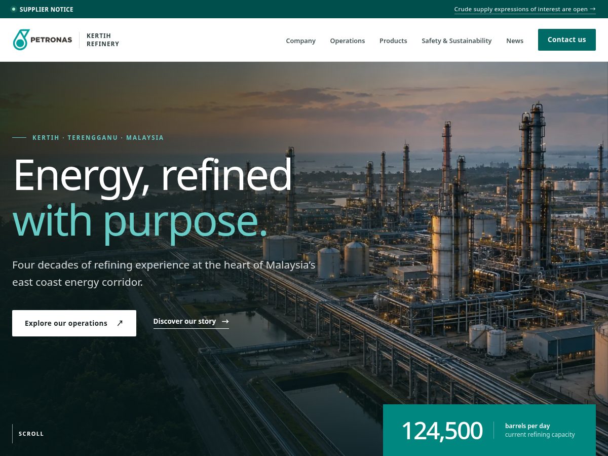 Landing-page snapshot of kertihrefinery.com