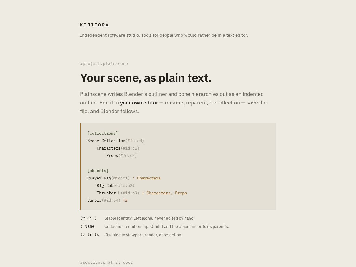Landing-page snapshot of kijitora.dev