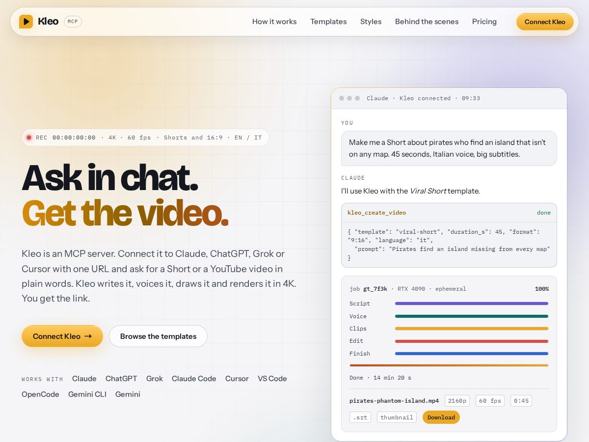 Landing-page snapshot of kleooai.com