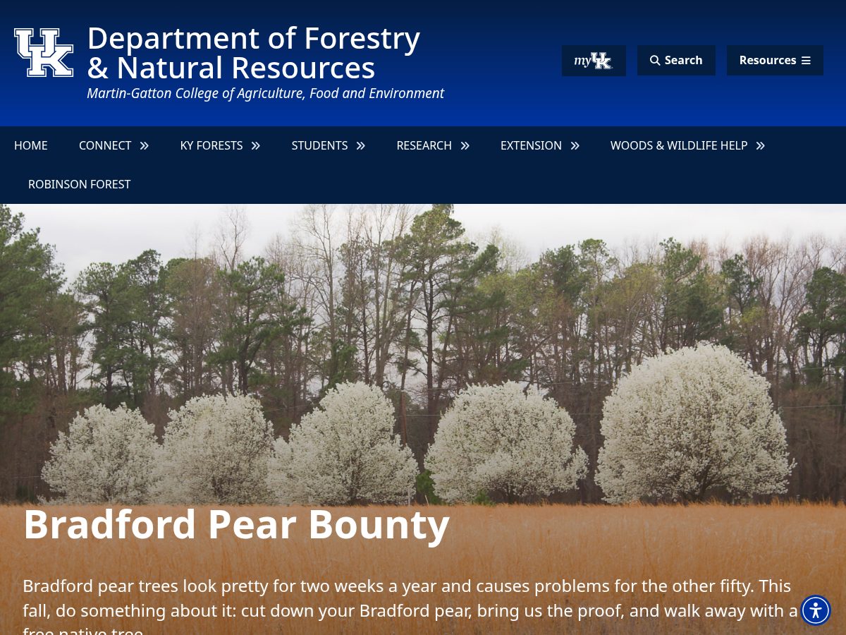 Landing-page snapshot of kybradfordpearbounty.org