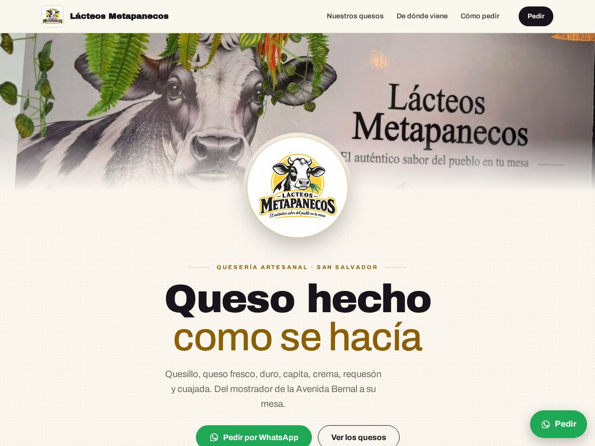 Landing-page snapshot of lacteosmetapanecos.com