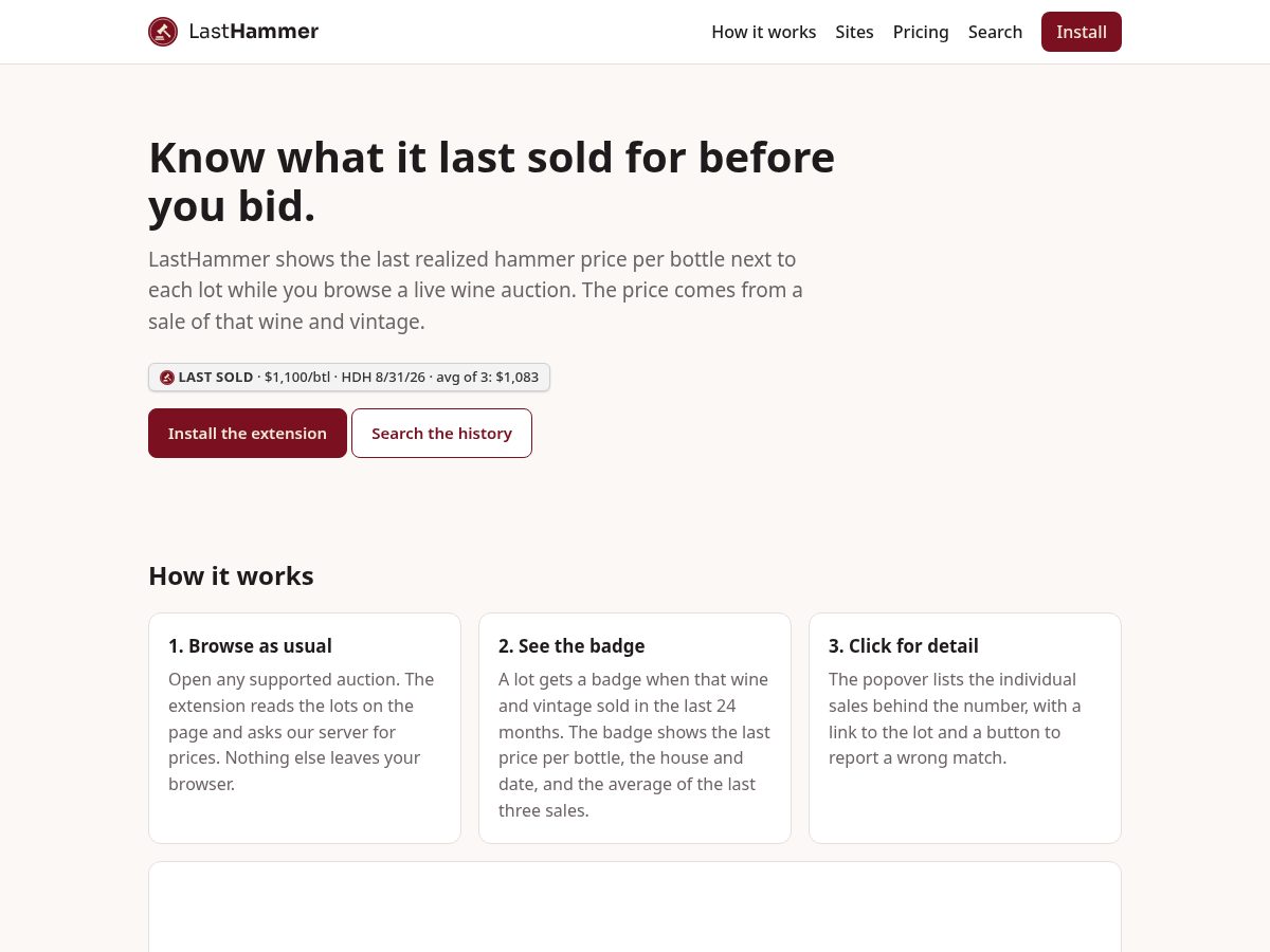 Landing-page snapshot of lasthammer.com