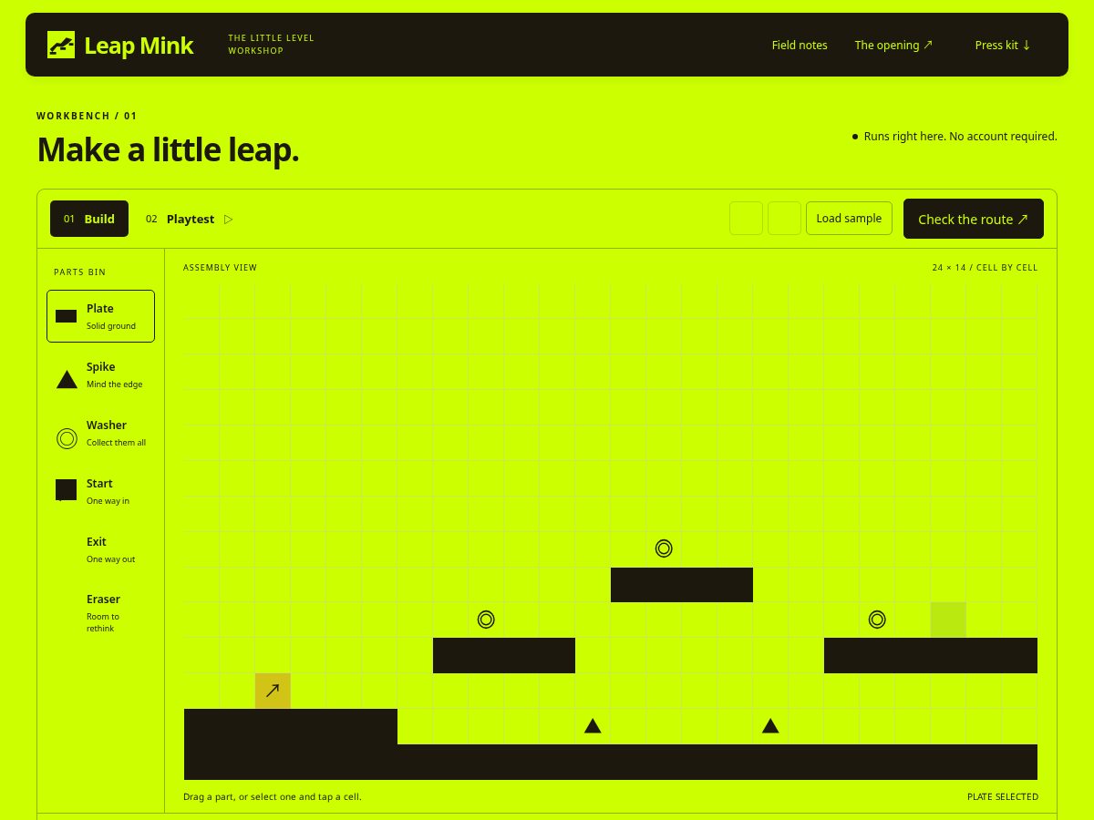 Landing-page snapshot of leapmink.xyz