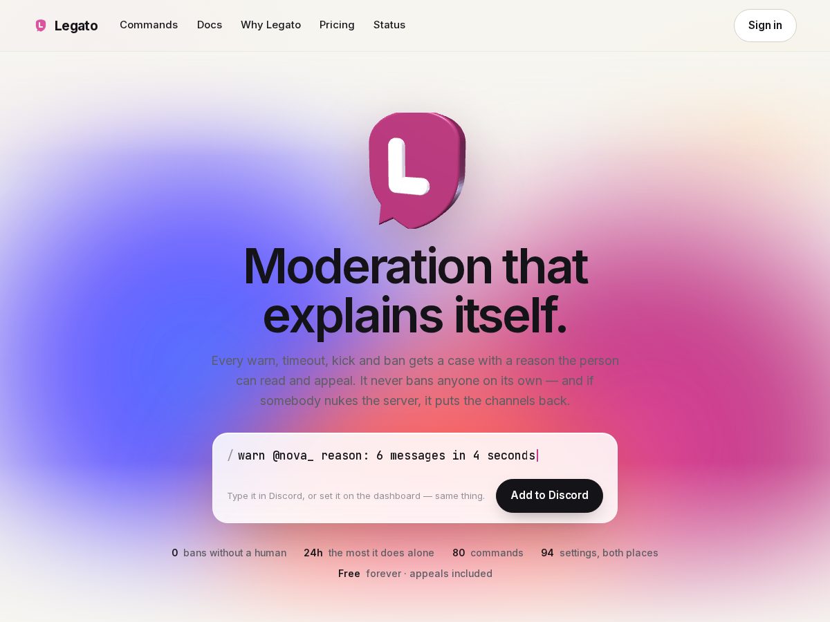 Landing-page snapshot of legatobot.com