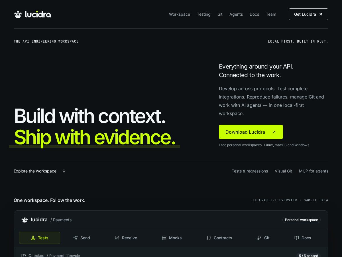Landing-page snapshot of lucidra.dev