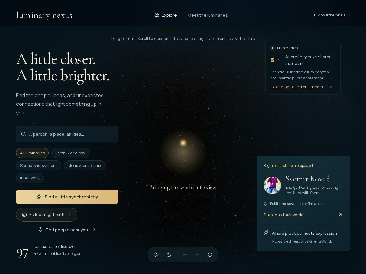 Landing-page snapshot of luminary.nexus