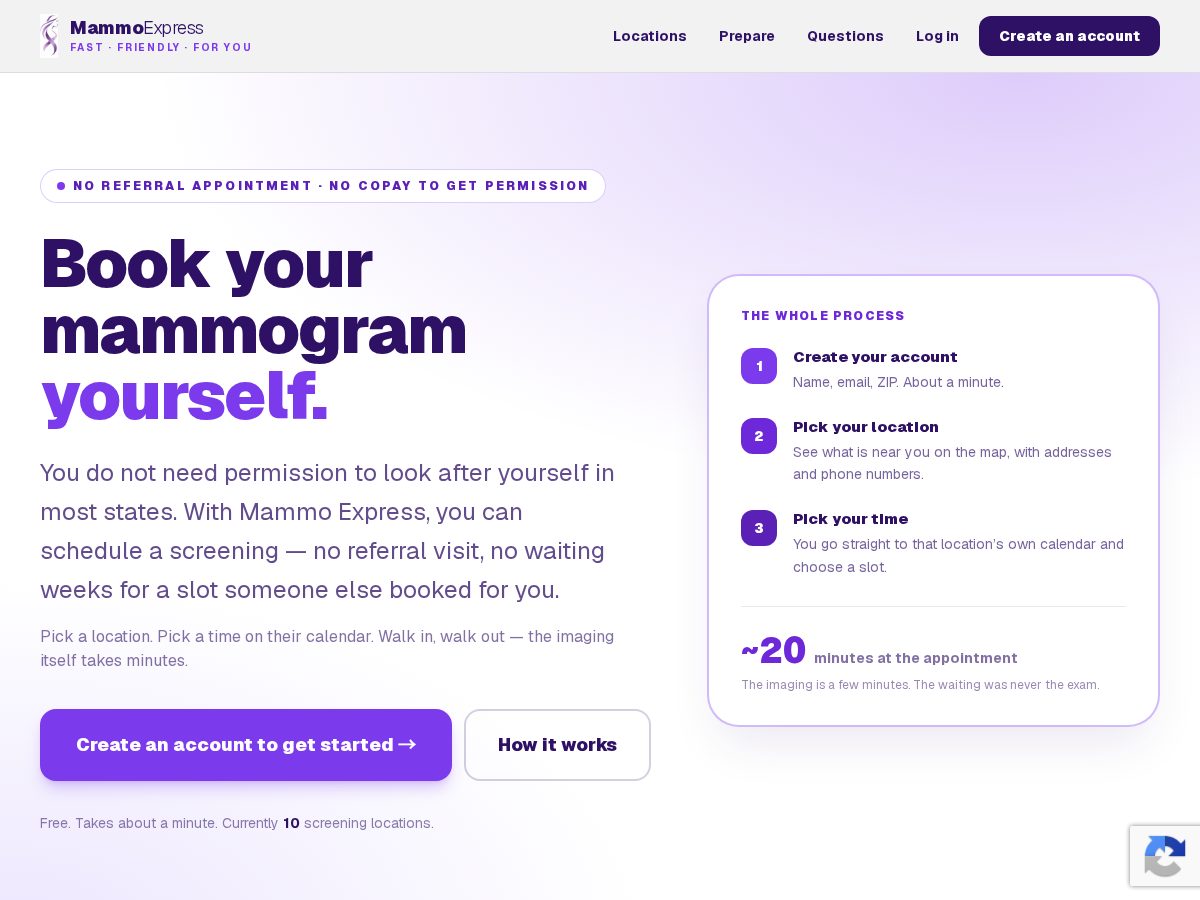 Landing-page snapshot of mammo.express