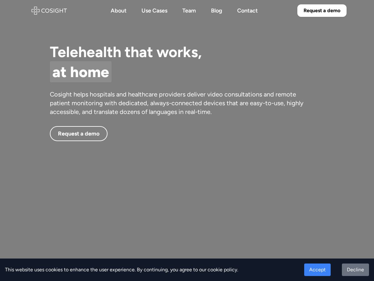 Landing-page snapshot of meetcosight.com