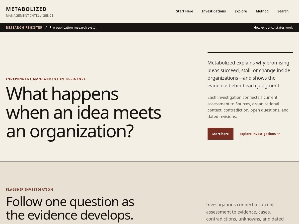 Landing-page snapshot of metabolizedhq.com