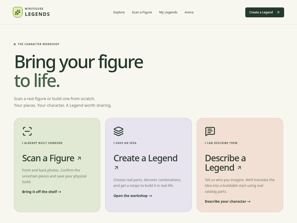 Landing-page snapshot of minifigurelegends.net