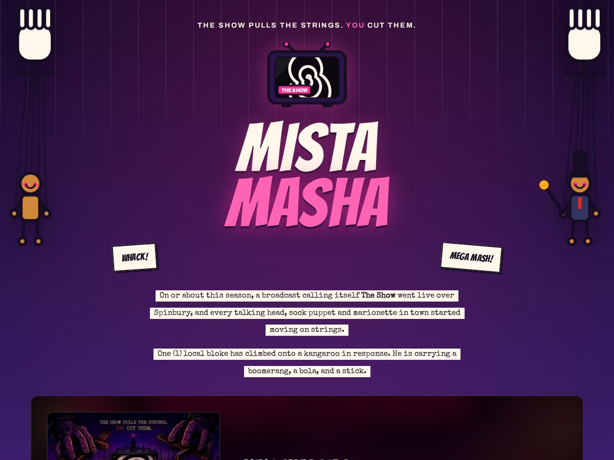 Landing-page snapshot of mistamasha.com
