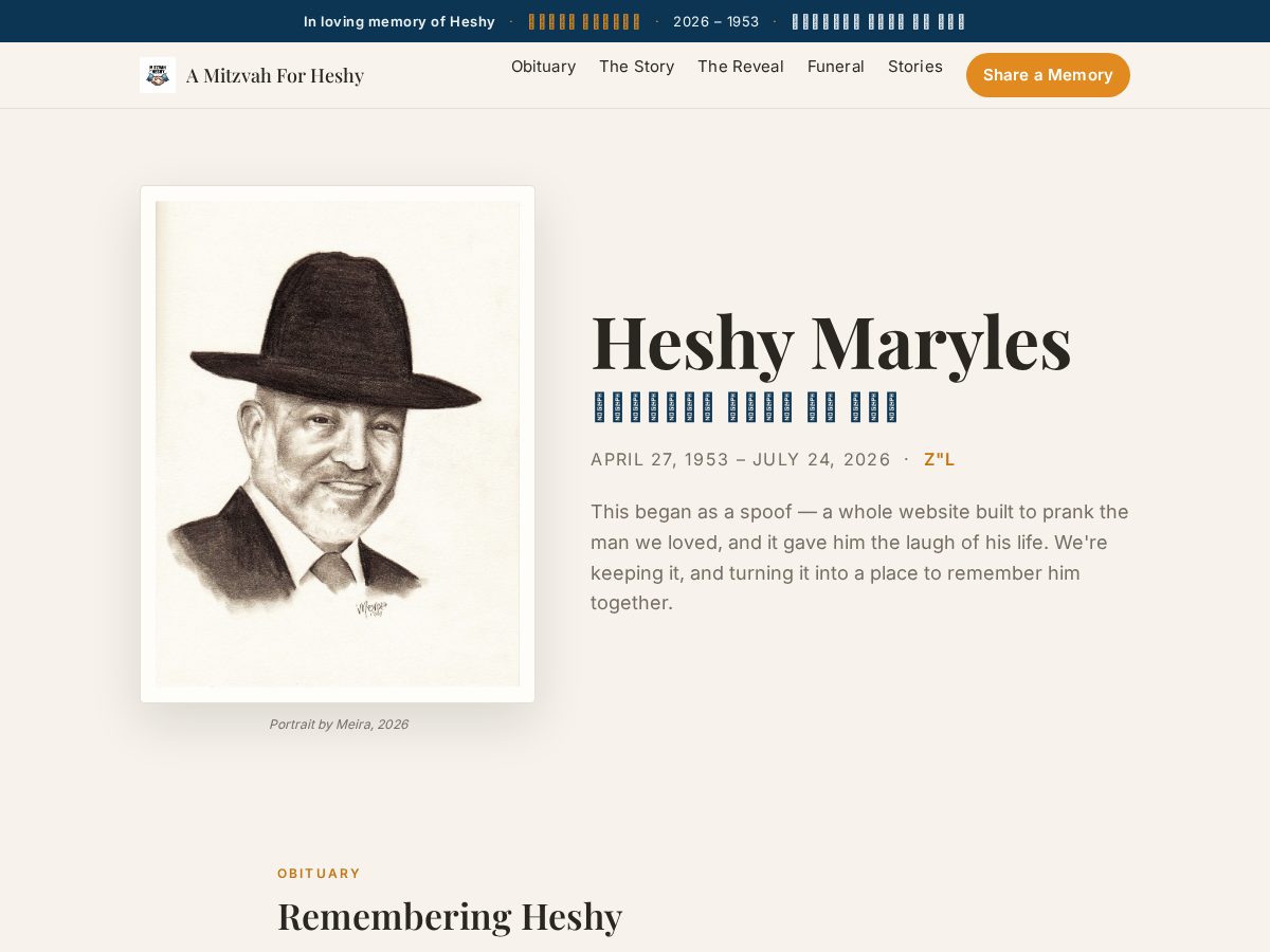 Landing-page snapshot of mitzvahforheshy.com