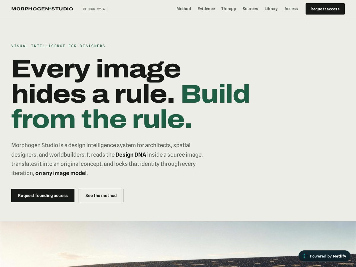 Landing-page snapshot of morphogenstudio.com