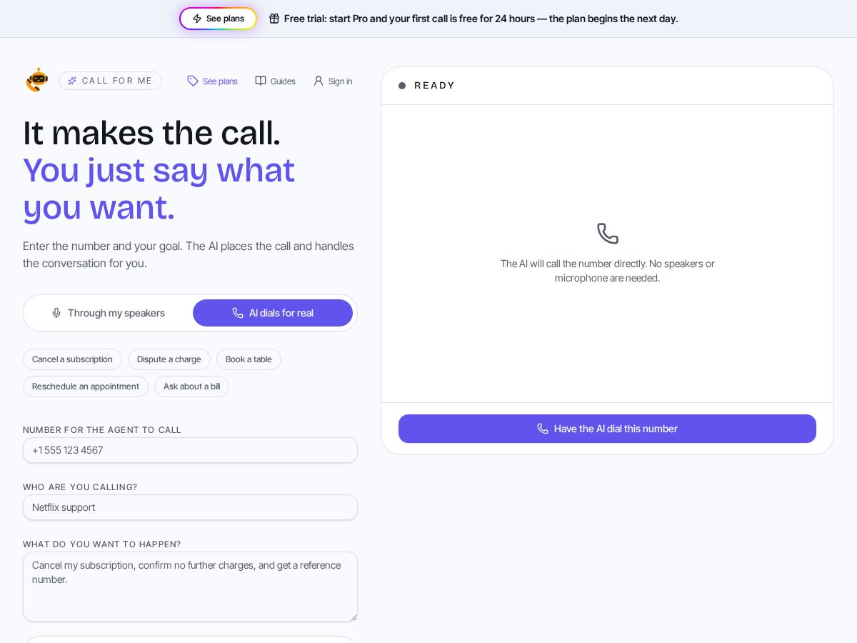 Landing-page snapshot of mycallcompanion.com