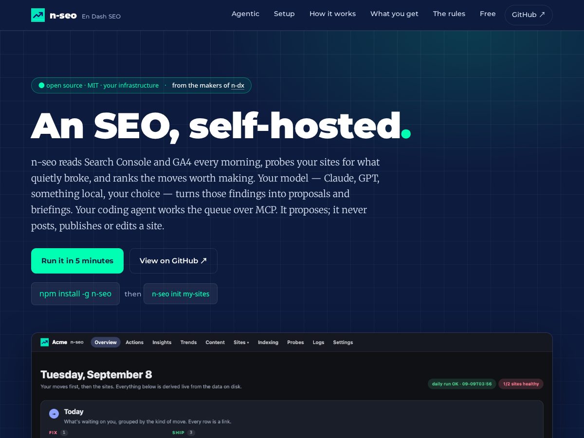 Landing-page snapshot of n-seo.dev