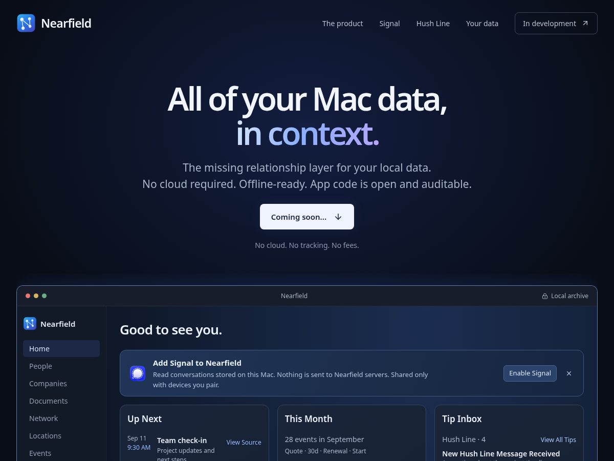 Landing-page snapshot of nearfield.computer