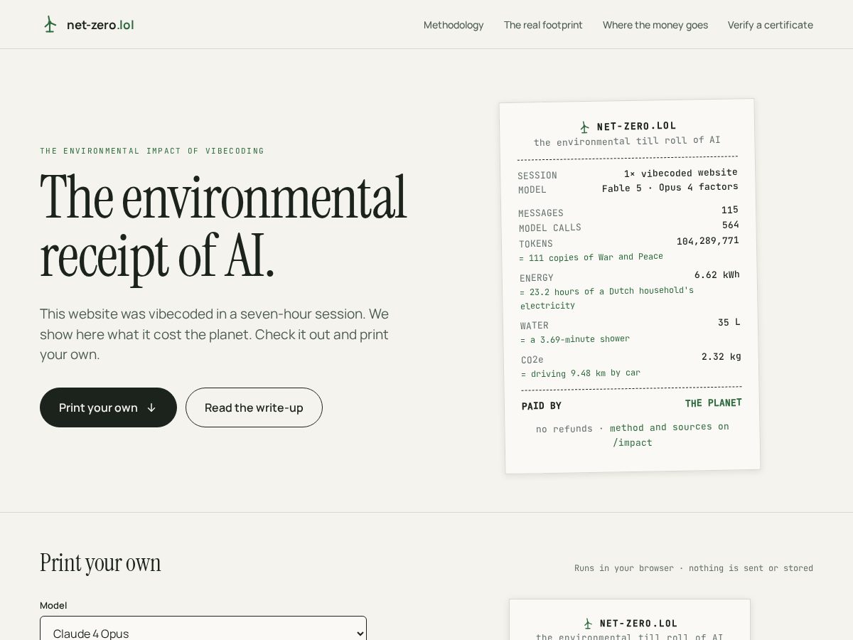 Landing-page snapshot of net-zero.lol
