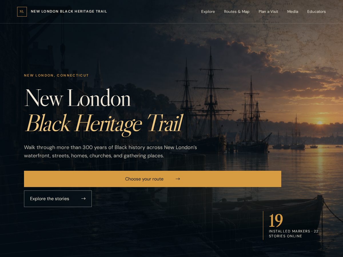 Landing-page snapshot of newlondonblackheritagetrail.com