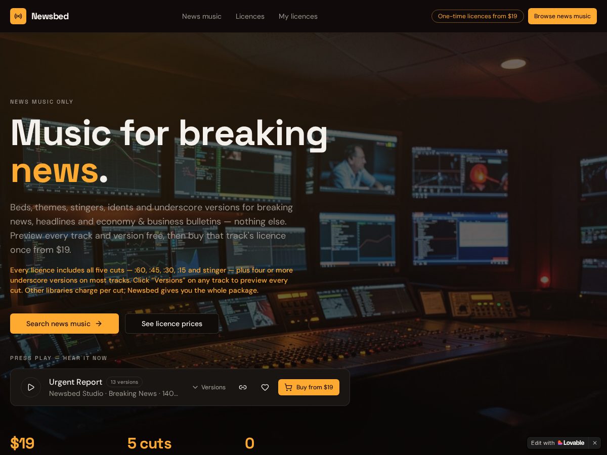 Landing-page snapshot of newsbed.net