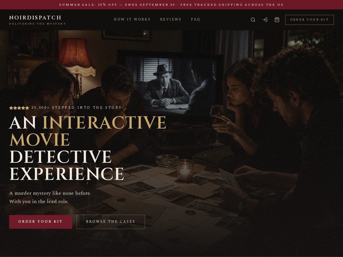 Landing-page snapshot of noirdispatch.com