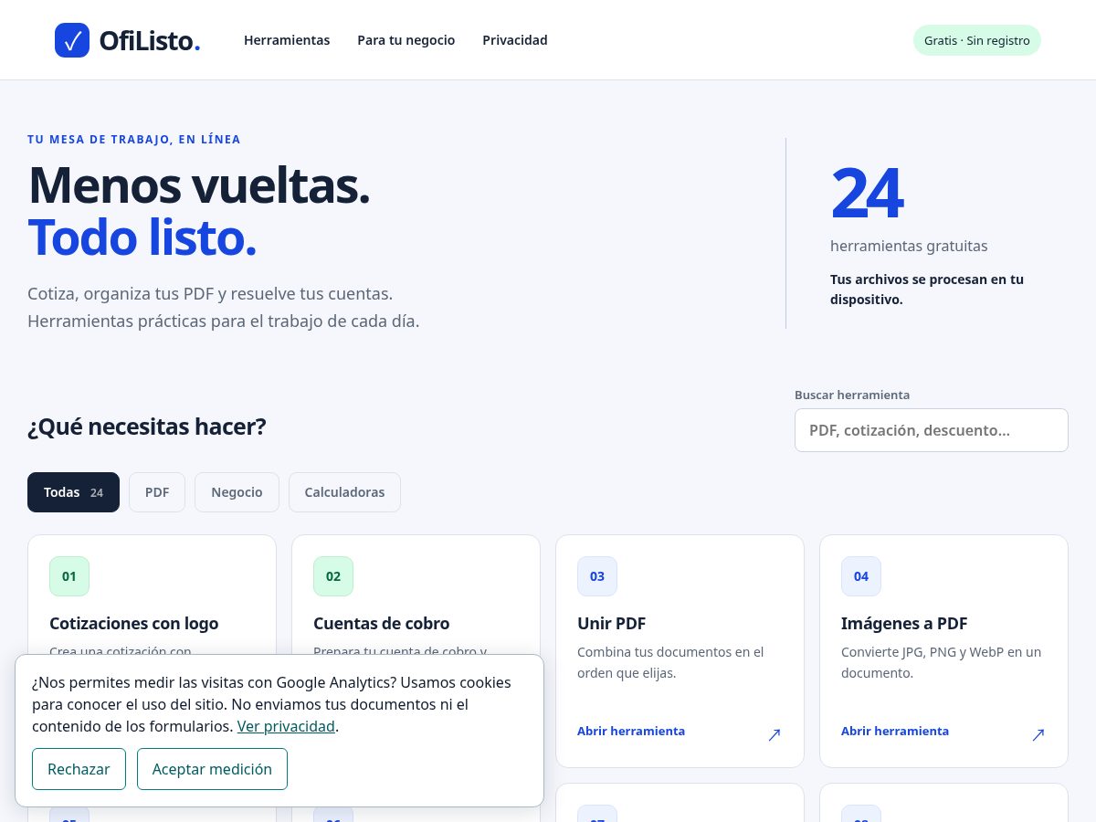 Landing-page snapshot of ofilisto.com