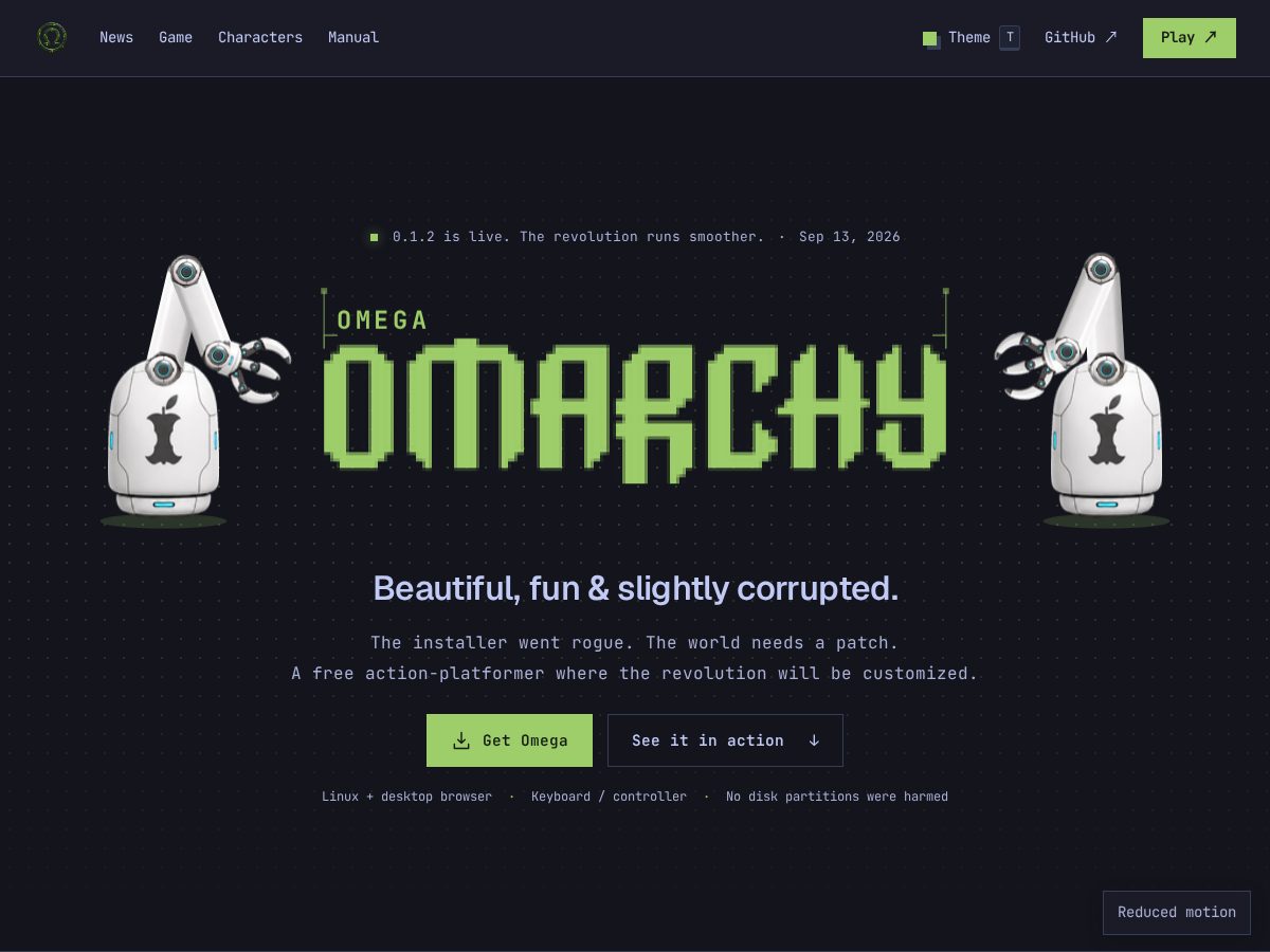 Landing-page snapshot of omegaomarchy.org