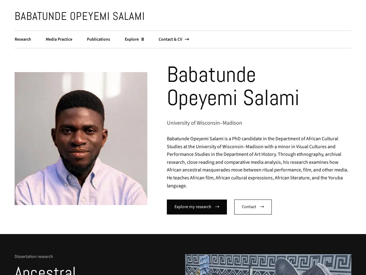 Landing-page snapshot of opeyemisalami.com