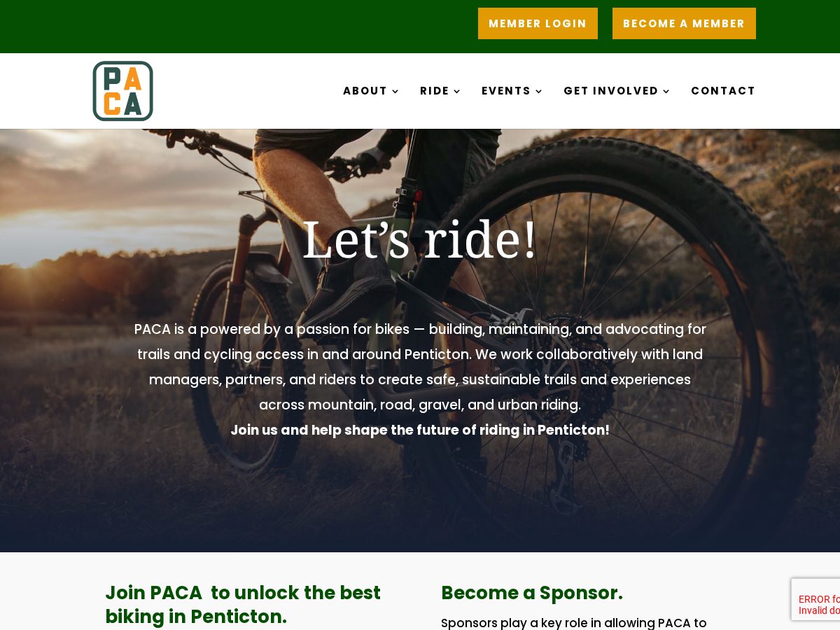 Landing-page snapshot of pacabikes.com