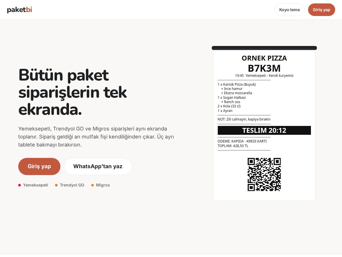 Landing-page snapshot of paketbi.com
