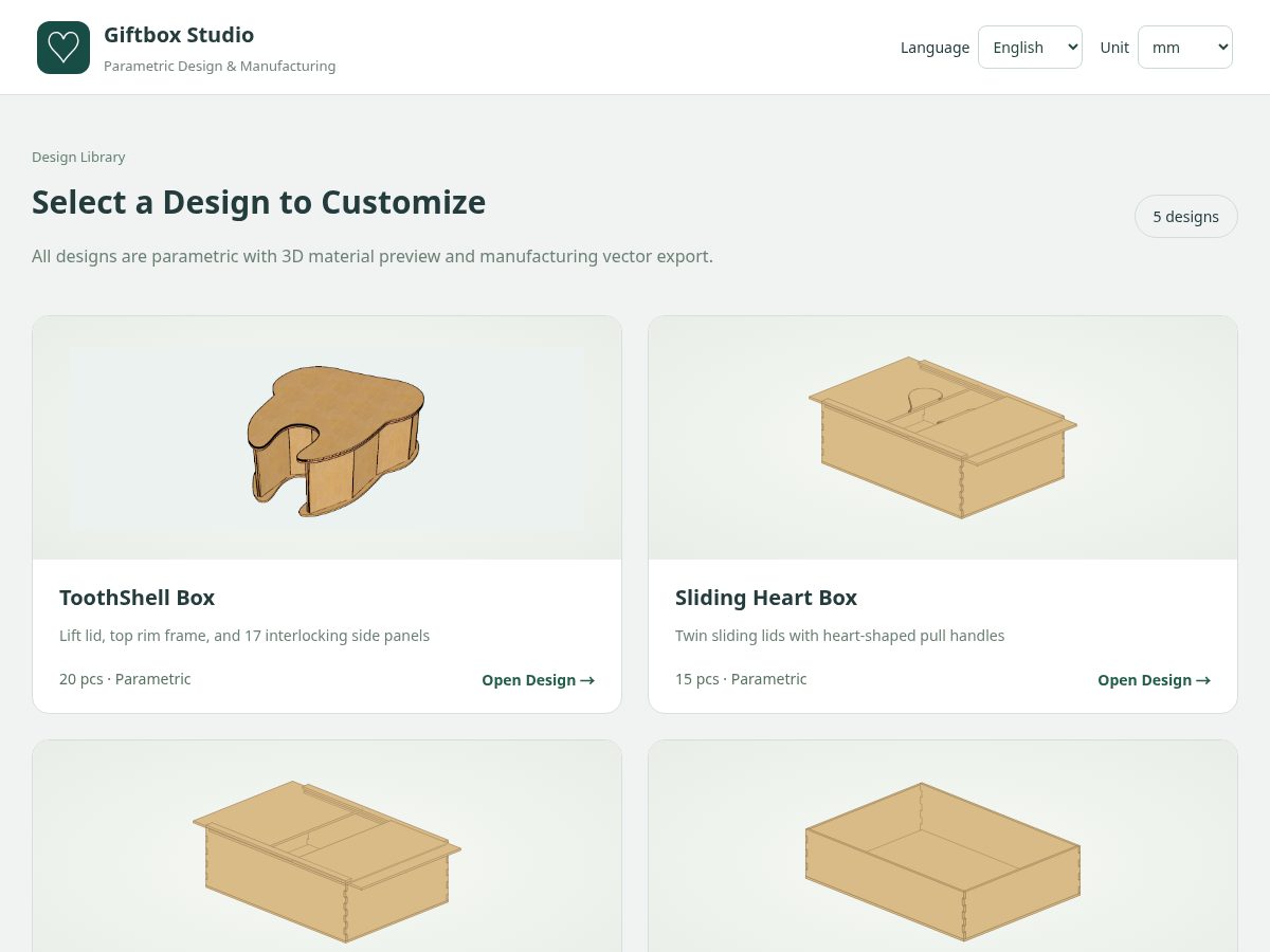 Landing-page snapshot of parametribox.com