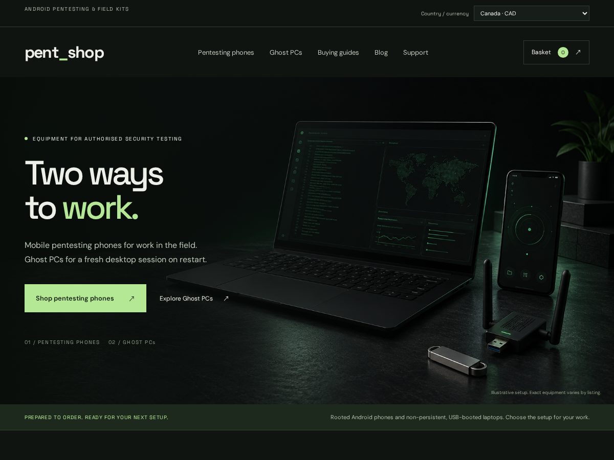 Landing-page snapshot of pent.shop
